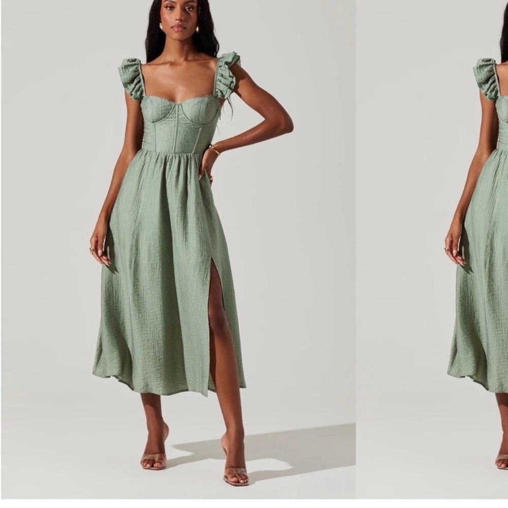 Astr Sage Green Midi Dress